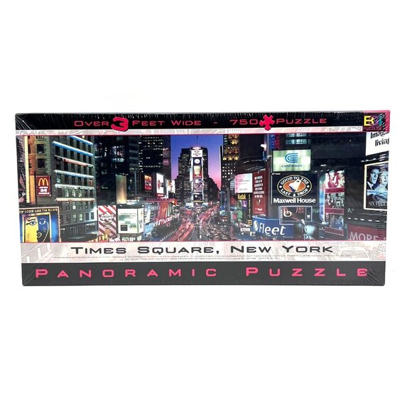 Times Square New York Panoramic Puzzle 750 Pieces Over 3 Feet Wide Vintage 2004 - Picture 1 of 12
